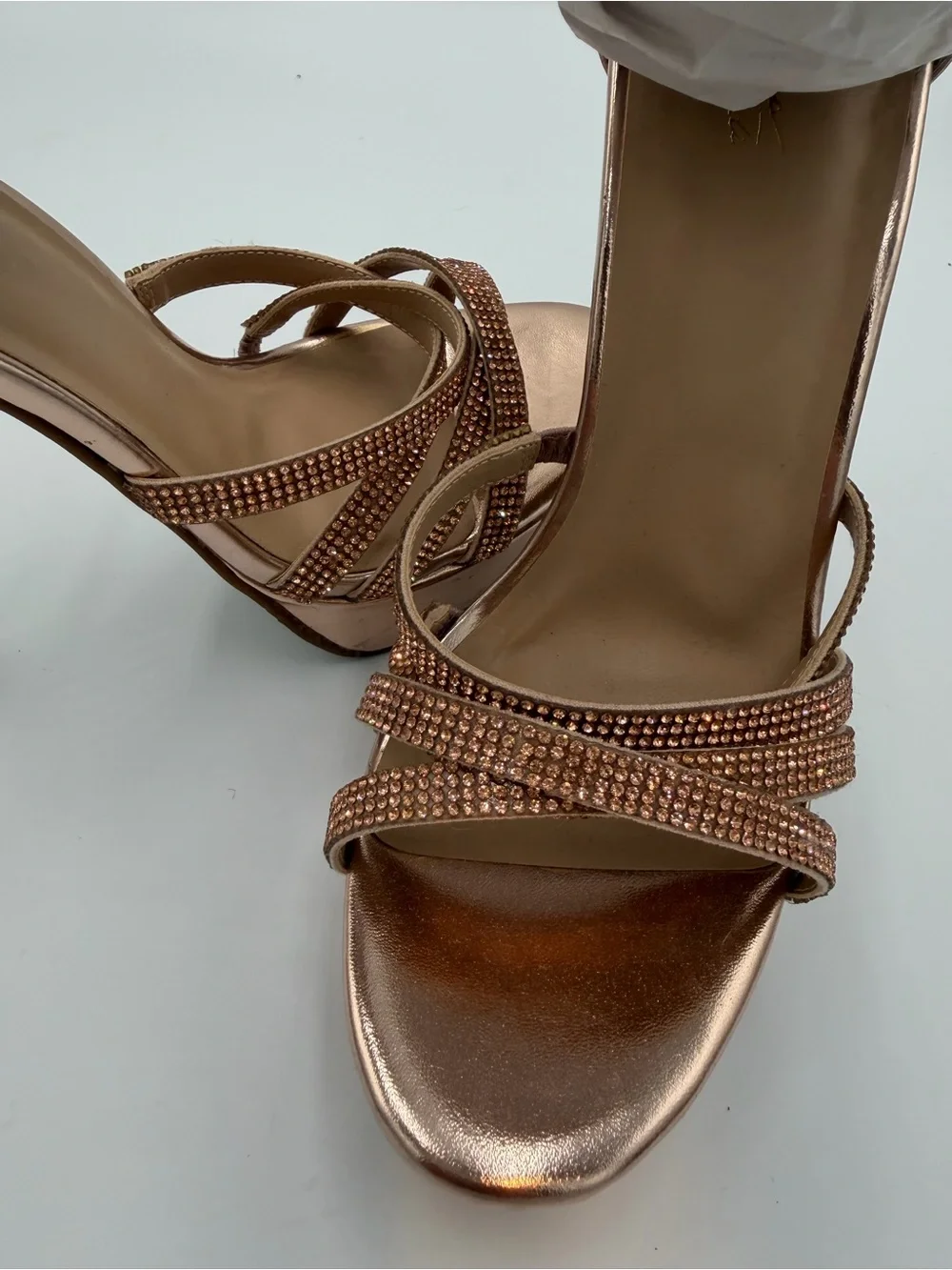 Thalia Sodi Rose Gold Rhinestone Platform Sandals - Picture 4 of 11